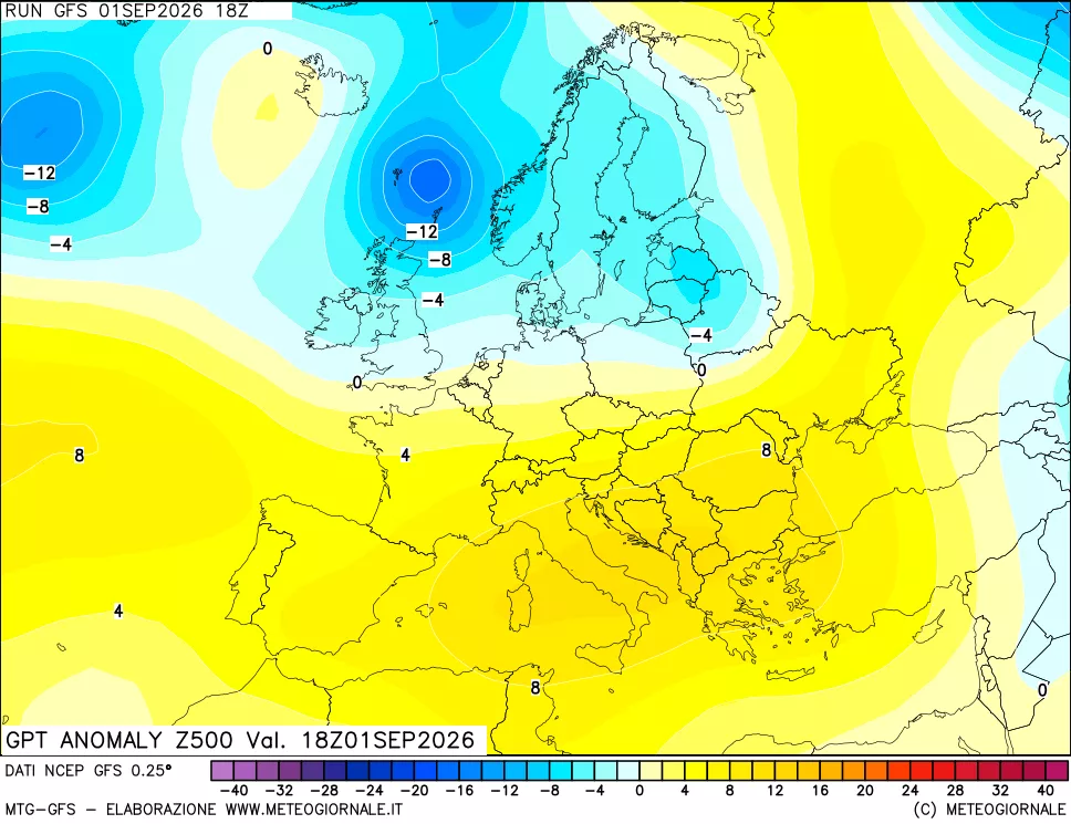 mappa 500 hPa GPT Anomaly vs Cli.No 1981-2010