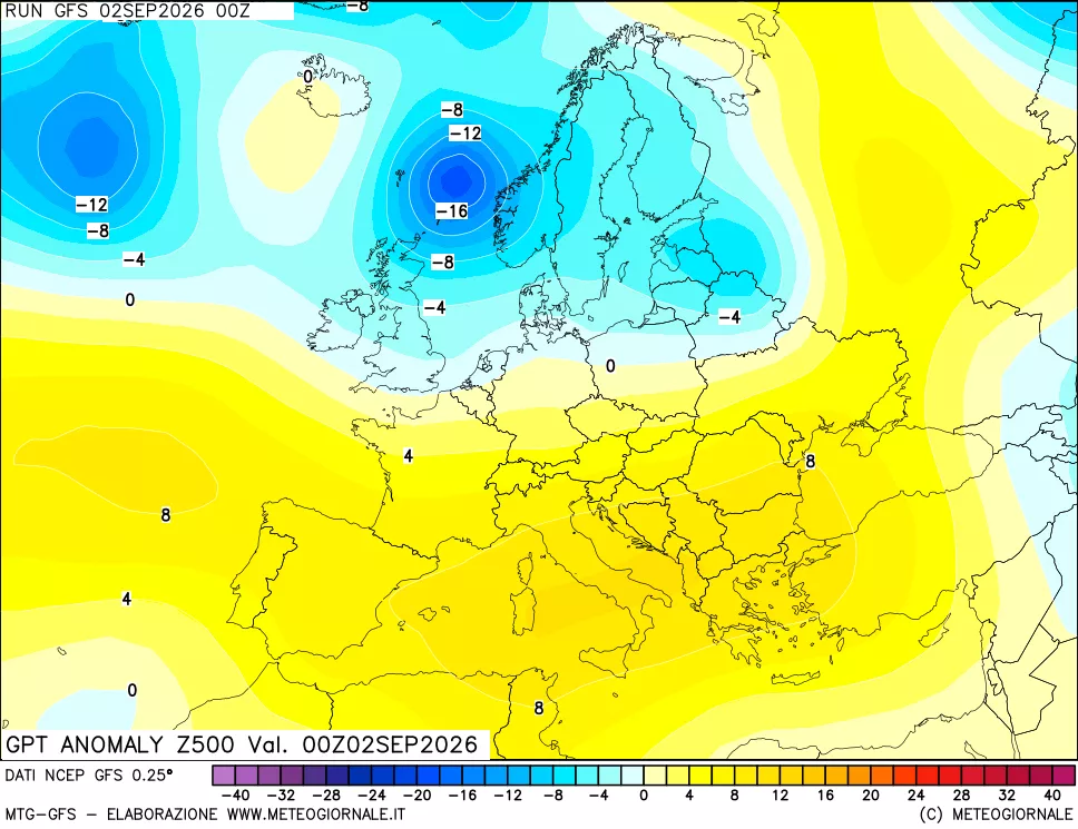 mappa 500 hPa GPT Anomaly vs Cli.No 1981-2010