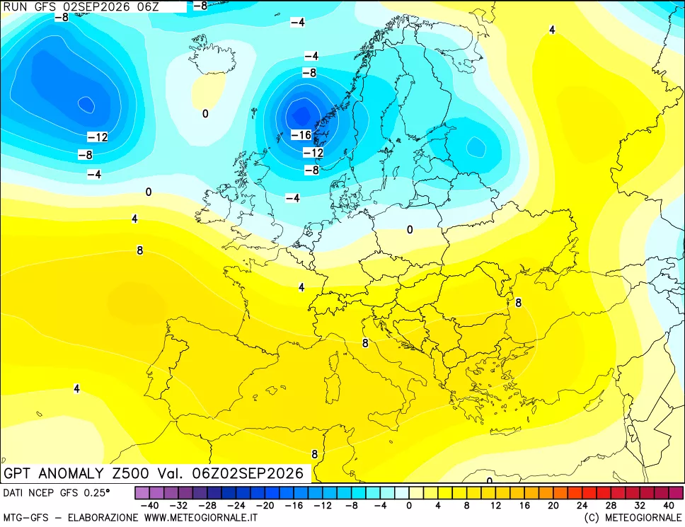 mappa 500 hPa GPT Anomaly vs Cli.No 1981-2010