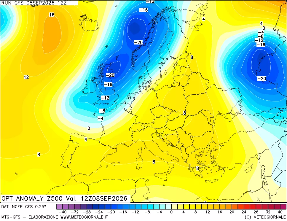 mappa 500 hPa GPT Anomaly vs Cli.No 1981-2010