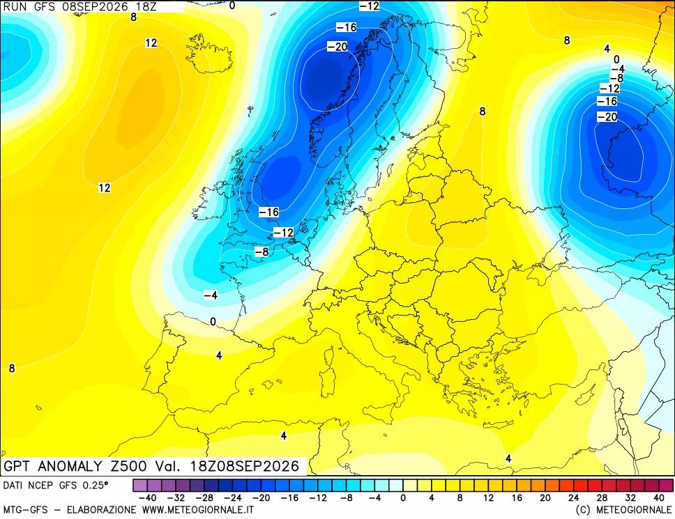 mappa 500 hPa GPT Anomaly vs Cli.No 1981-2010
