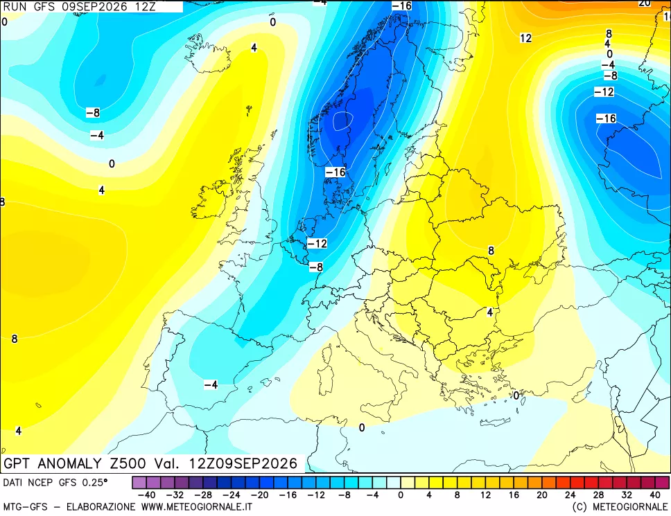 mappa 500 hPa GPT Anomaly vs Cli.No 1981-2010