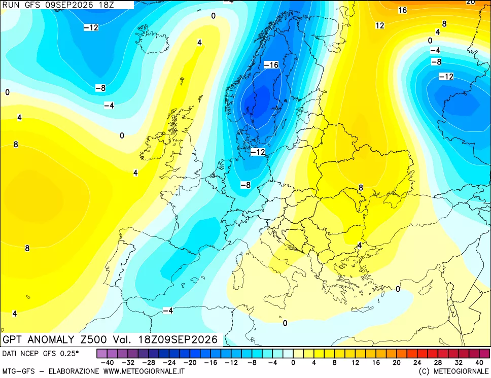 mappa 500 hPa GPT Anomaly vs Cli.No 1981-2010