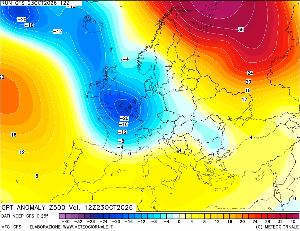 mappa 500 hPa GPT Anomaly vs Cli.No 1981-2010