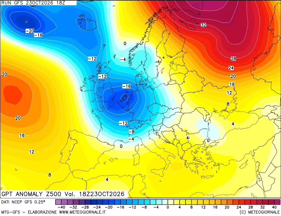 mappa 500 hPa GPT Anomaly vs Cli.No 1981-2010