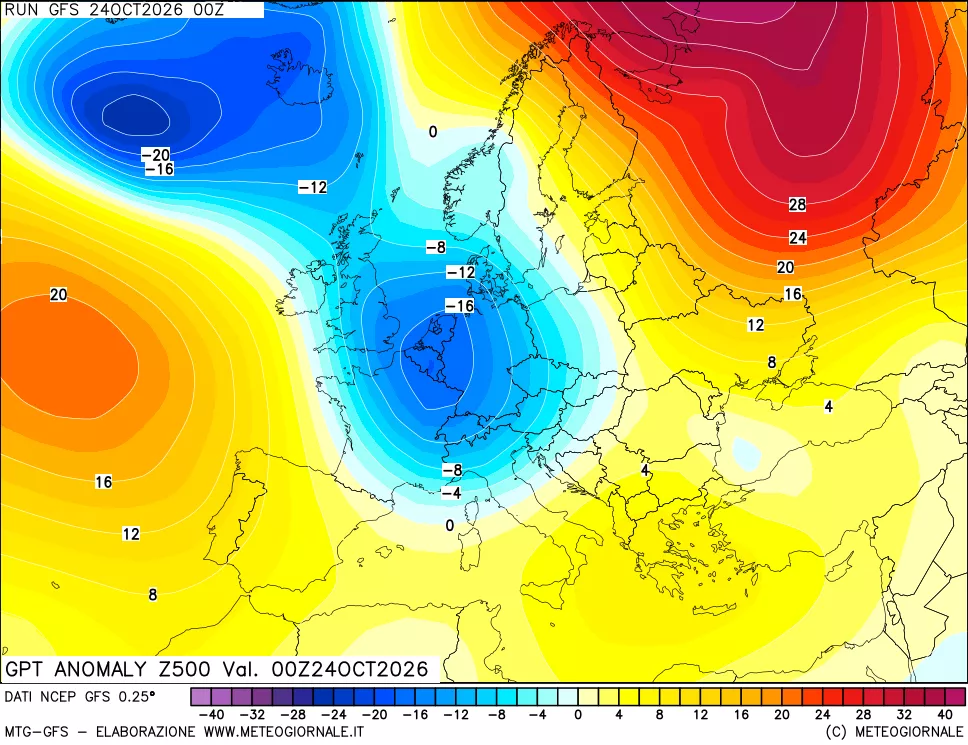 mappa 500 hPa GPT Anomaly vs Cli.No 1981-2010