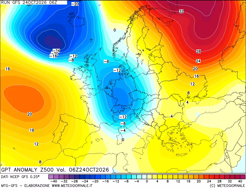 mappa 500 hPa GPT Anomaly vs Cli.No 1981-2010