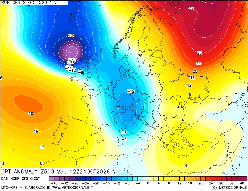 mappa 500 hPa GPT Anomaly vs Cli.No 1981-2010