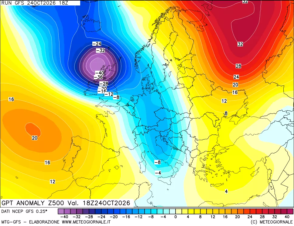 mappa 500 hPa GPT Anomaly vs Cli.No 1981-2010