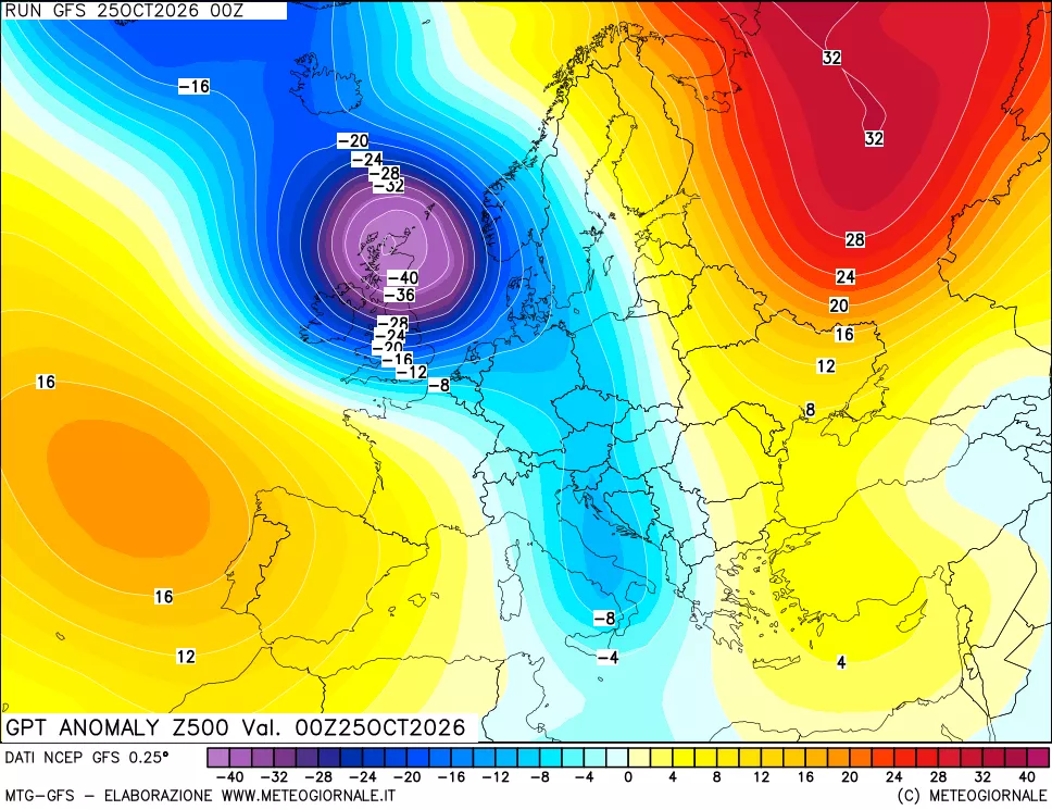 mappa 500 hPa GPT Anomaly vs Cli.No 1981-2010