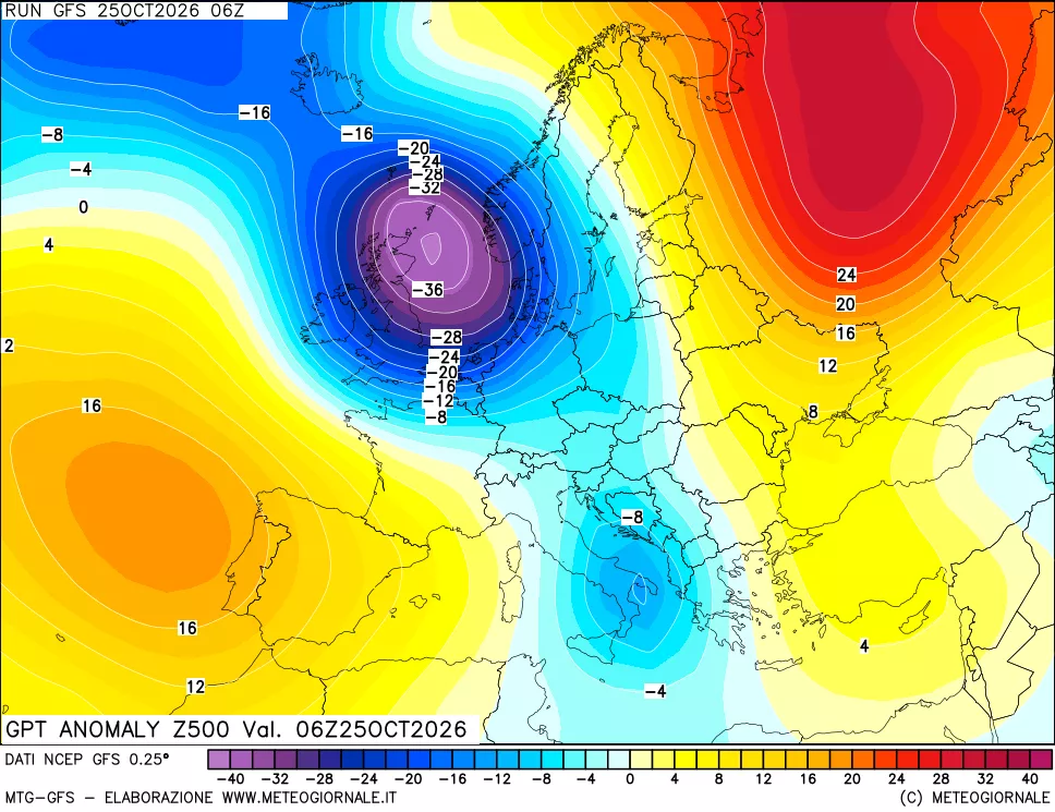 mappa 500 hPa GPT Anomaly vs Cli.No 1981-2010