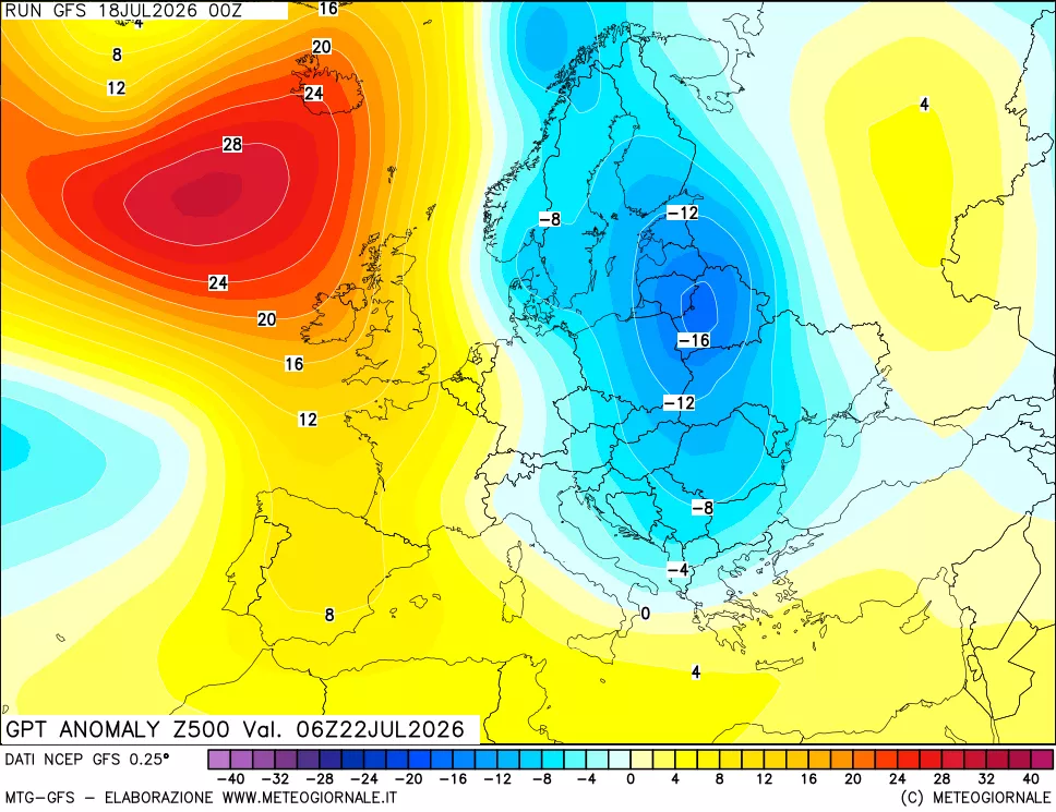 mappa 500 hPa GPT Anomaly vs Cli.No 1981-2010