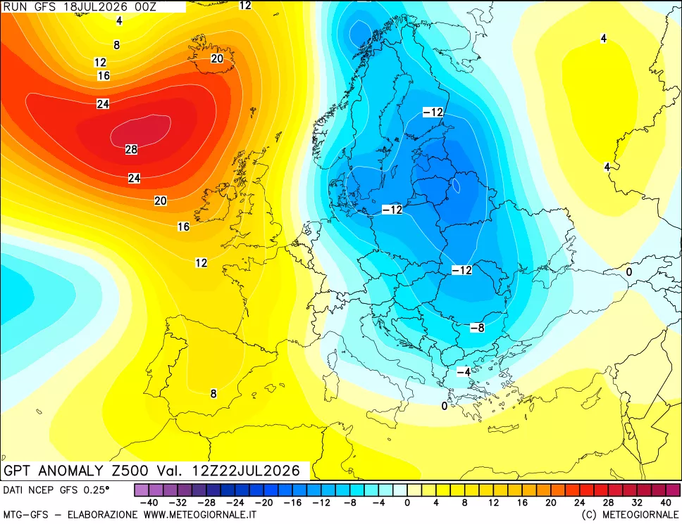 mappa 500 hPa GPT Anomaly vs Cli.No 1981-2010