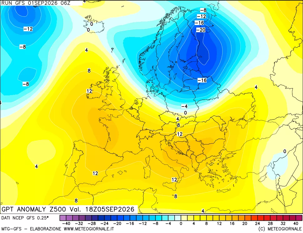 mappa 500 hPa GPT Anomaly vs Cli.No 1981-2010