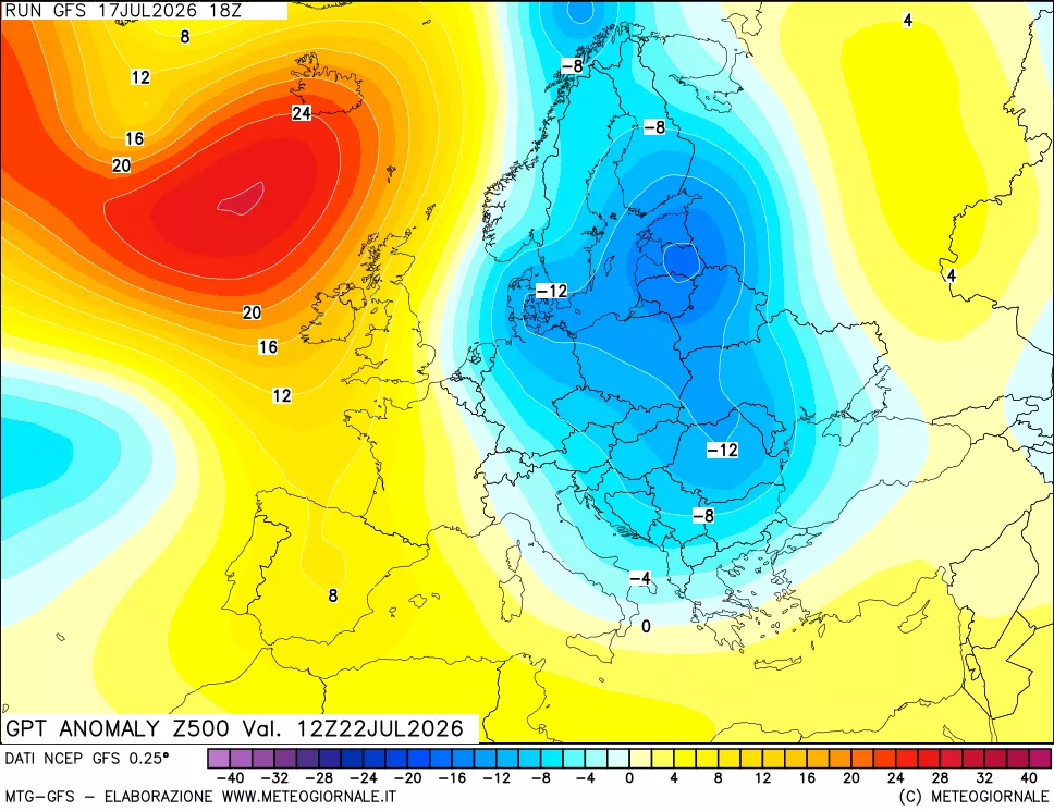 mappa 500 hPa GPT Anomaly vs Cli.No 1981-2010