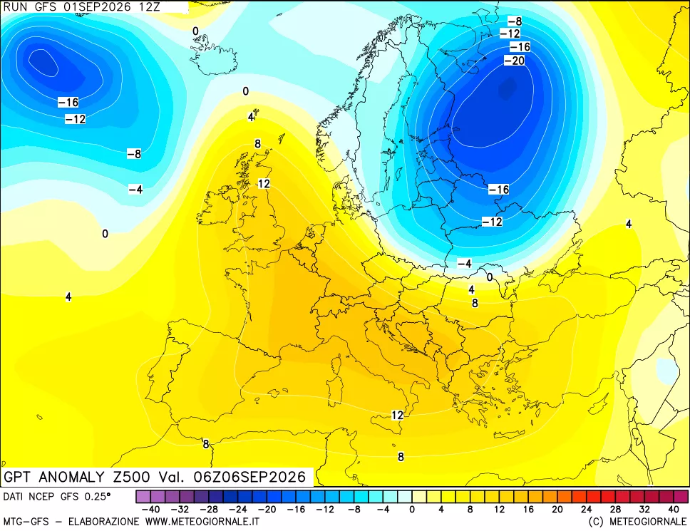 mappa 500 hPa GPT Anomaly vs Cli.No 1981-2010