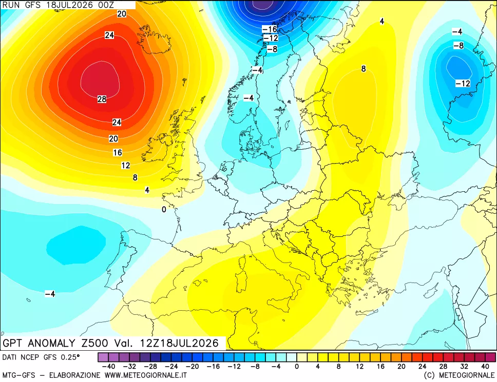 mappa 500 hPa GPT Anomaly vs Cli.No 1981-2010