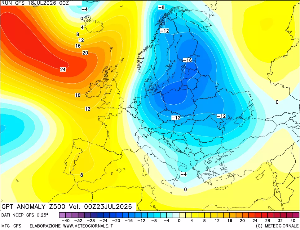mappa 500 hPa GPT Anomaly vs Cli.No 1981-2010