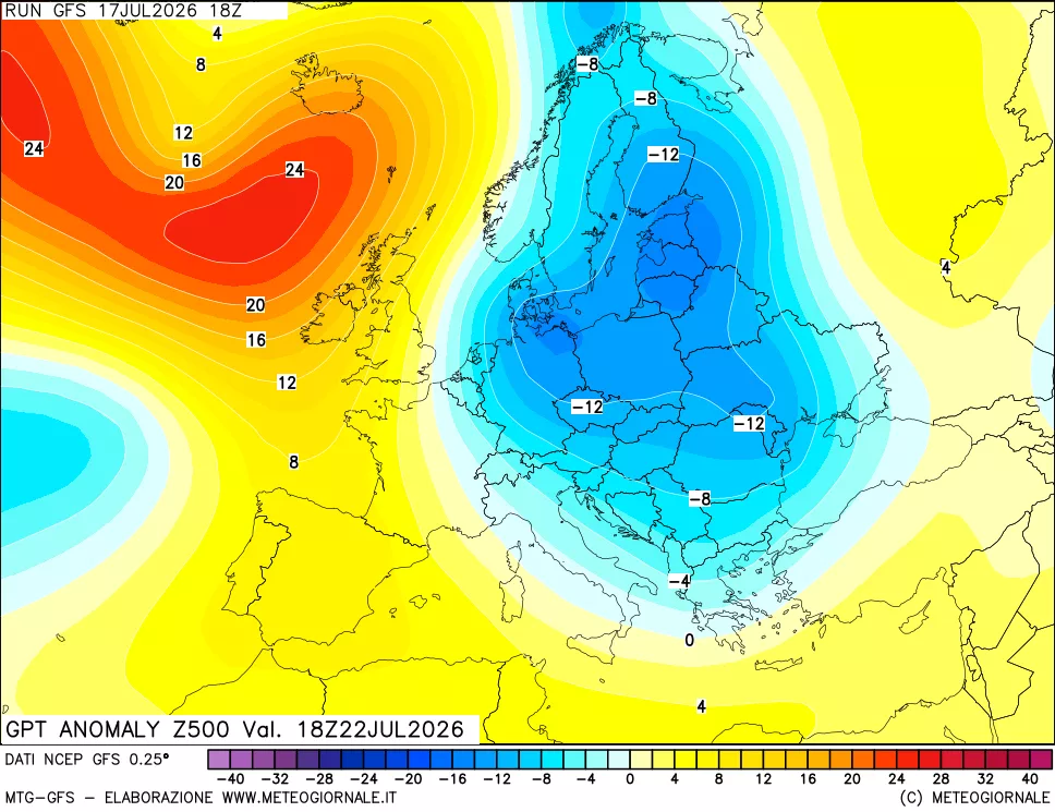 mappa 500 hPa GPT Anomaly vs Cli.No 1981-2010