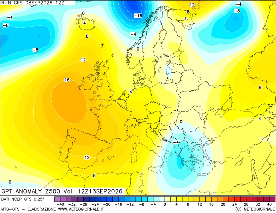 mappa 500 hPa GPT Anomaly vs Cli.No 1981-2010