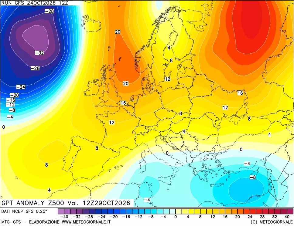 mappa 500 hPa GPT Anomaly vs Cli.No 1981-2010