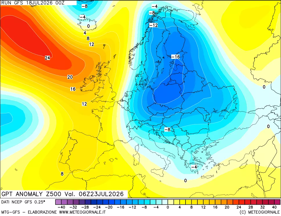 mappa 500 hPa GPT Anomaly vs Cli.No 1981-2010