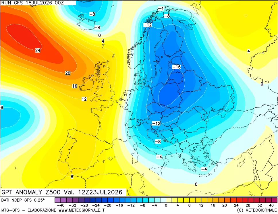 mappa 500 hPa GPT Anomaly vs Cli.No 1981-2010