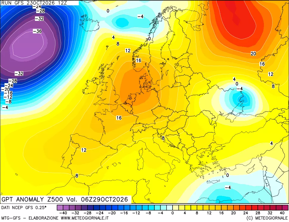 mappa 500 hPa GPT Anomaly vs Cli.No 1981-2010
