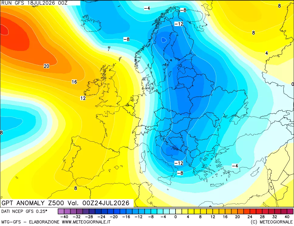 mappa 500 hPa GPT Anomaly vs Cli.No 1981-2010