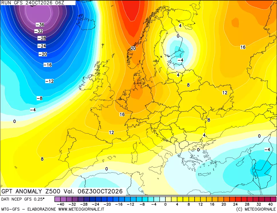 mappa 500 hPa GPT Anomaly vs Cli.No 1981-2010