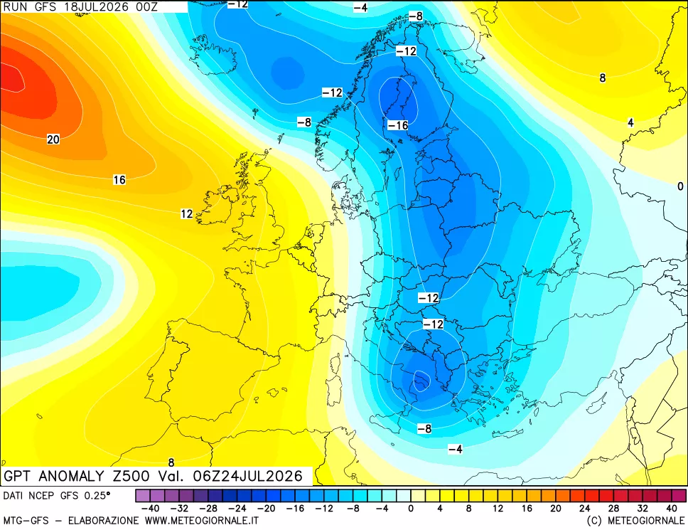 mappa 500 hPa GPT Anomaly vs Cli.No 1981-2010