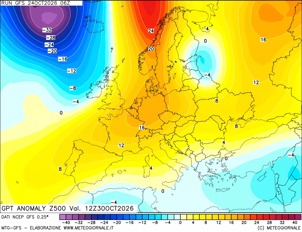 mappa 500 hPa GPT Anomaly vs Cli.No 1981-2010