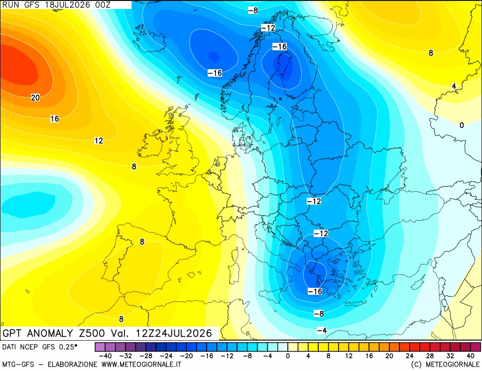 mappa 500 hPa GPT Anomaly vs Cli.No 1981-2010