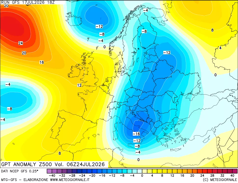 mappa 500 hPa GPT Anomaly vs Cli.No 1981-2010
