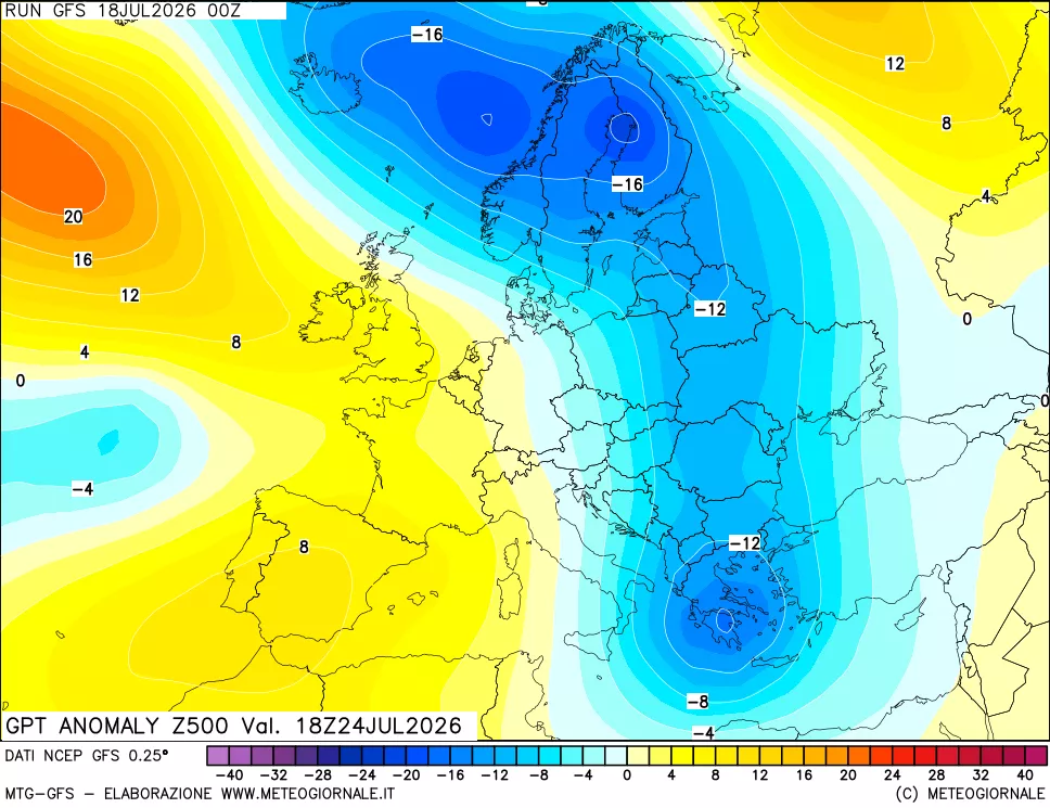 mappa 500 hPa GPT Anomaly vs Cli.No 1981-2010