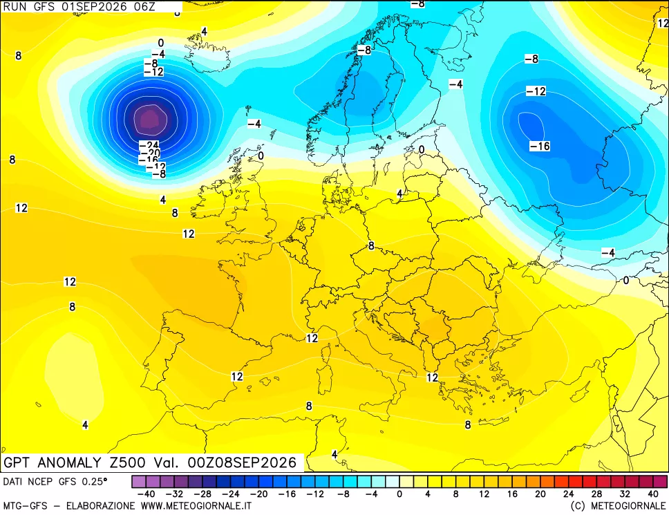 mappa 500 hPa GPT Anomaly vs Cli.No 1981-2010