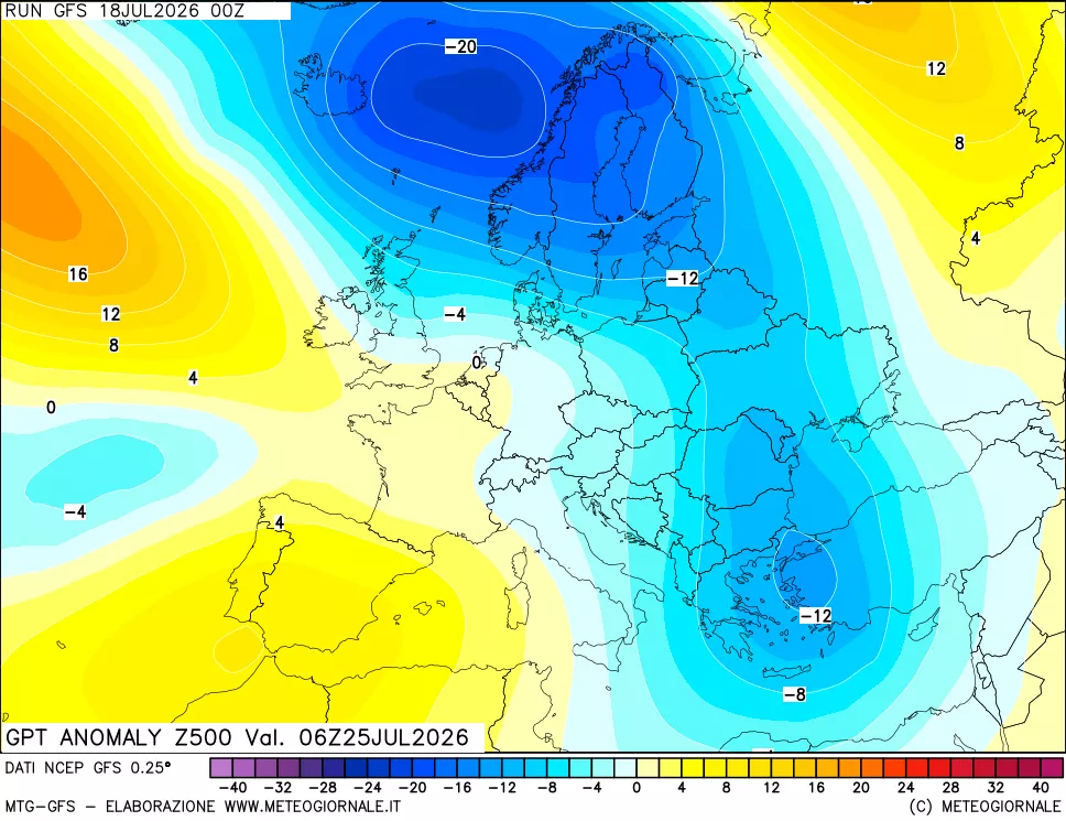 mappa 500 hPa GPT Anomaly vs Cli.No 1981-2010