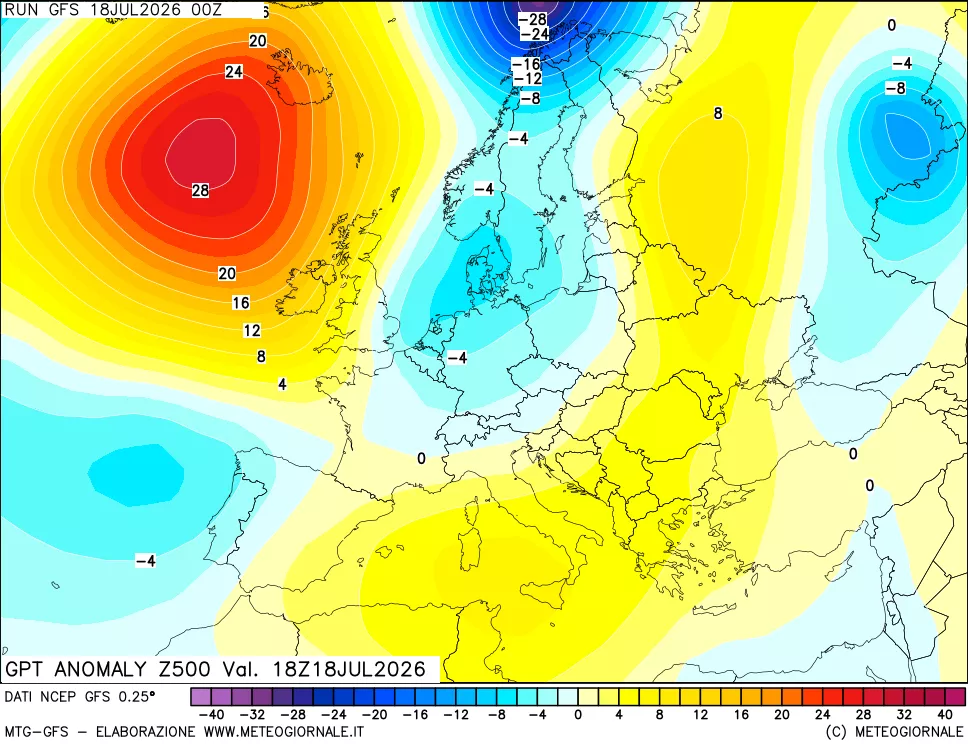 mappa 500 hPa GPT Anomaly vs Cli.No 1981-2010