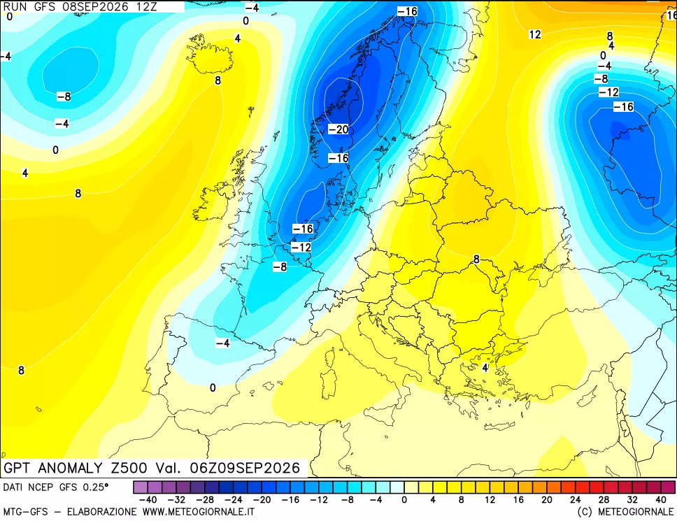 mappa 500 hPa GPT Anomaly vs Cli.No 1981-2010