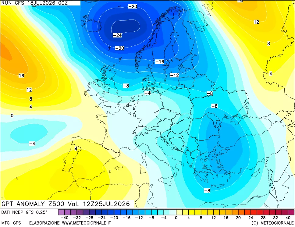 mappa 500 hPa GPT Anomaly vs Cli.No 1981-2010