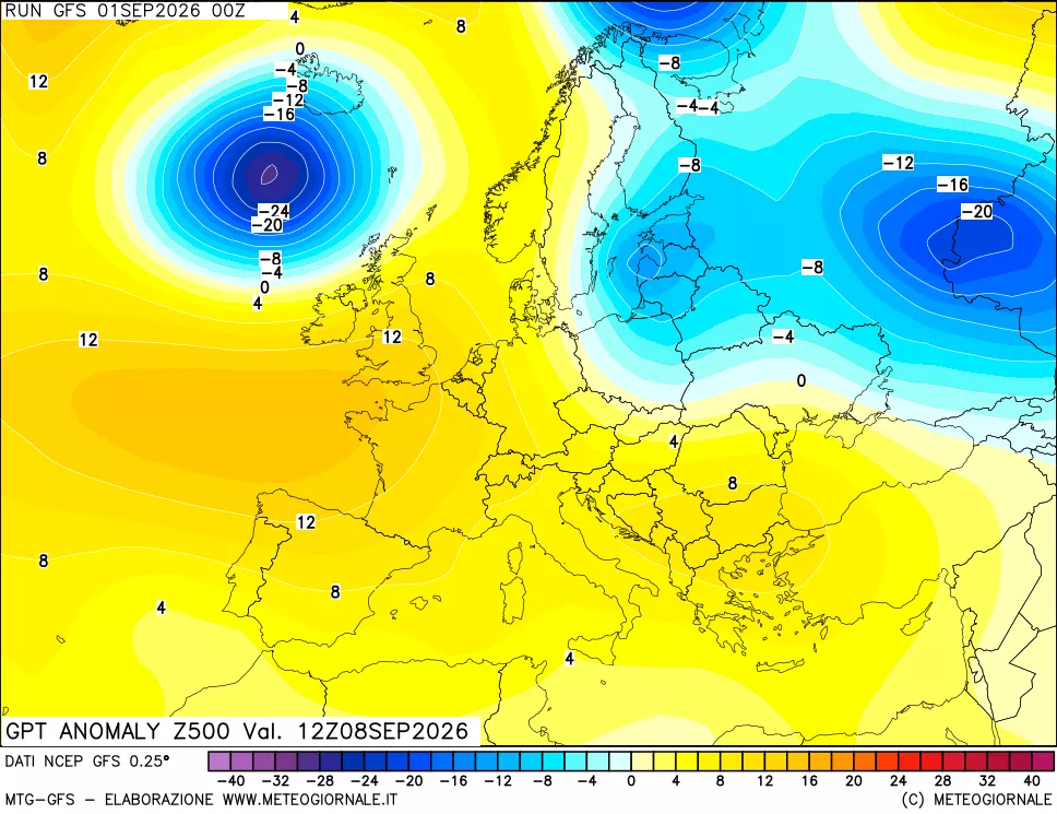 mappa 500 hPa GPT Anomaly vs Cli.No 1981-2010