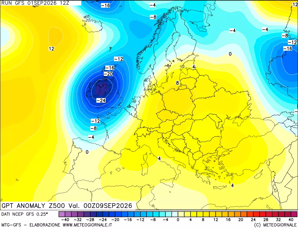 mappa 500 hPa GPT Anomaly vs Cli.No 1981-2010