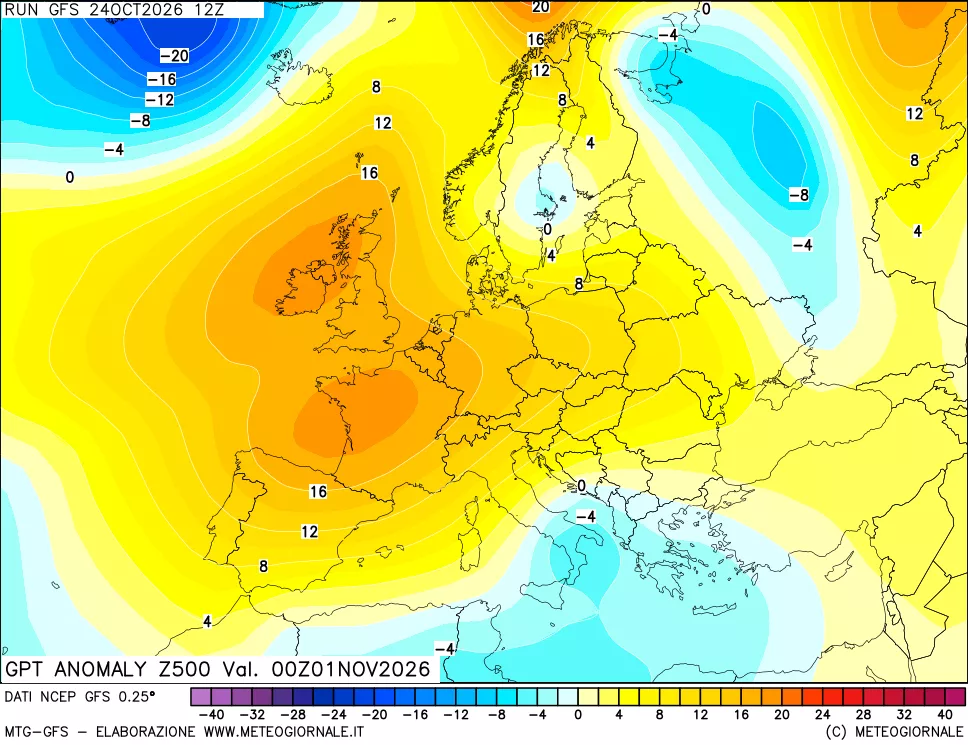 mappa 500 hPa GPT Anomaly vs Cli.No 1981-2010