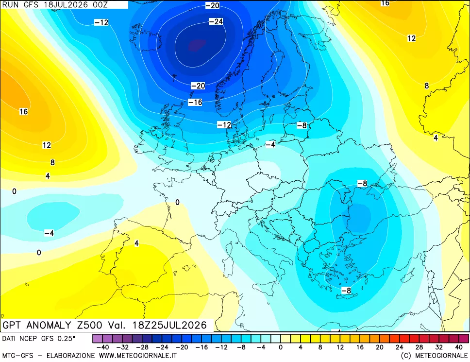 mappa 500 hPa GPT Anomaly vs Cli.No 1981-2010