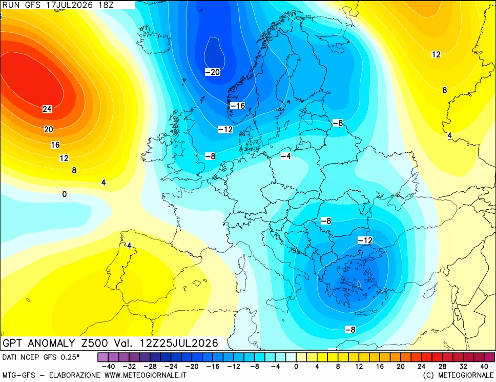 mappa 500 hPa GPT Anomaly vs Cli.No 1981-2010