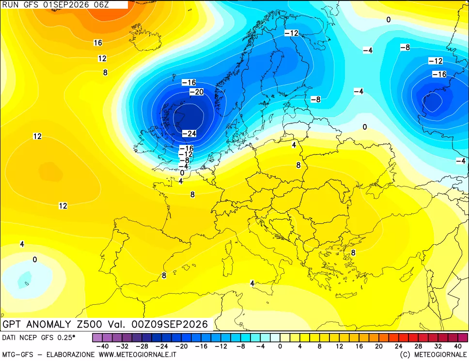 mappa 500 hPa GPT Anomaly vs Cli.No 1981-2010