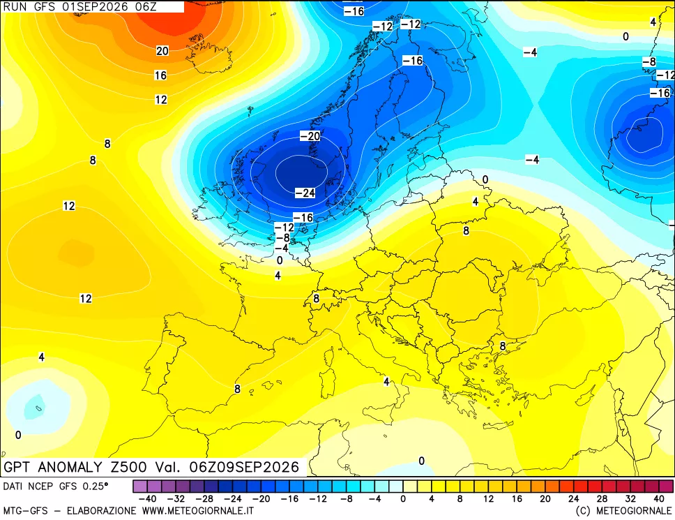 mappa 500 hPa GPT Anomaly vs Cli.No 1981-2010