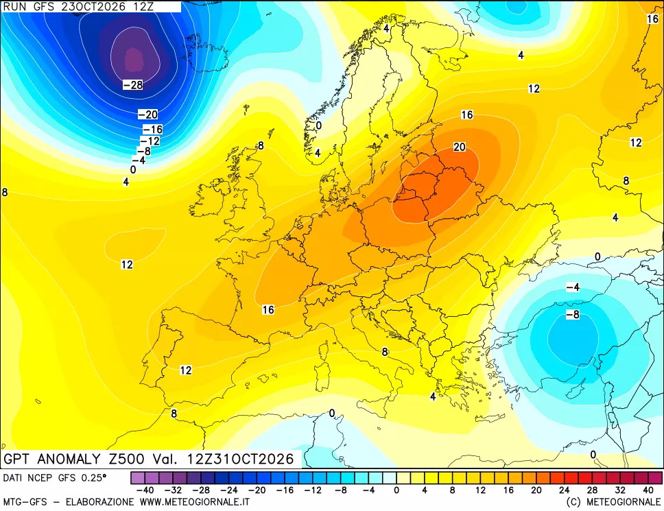 mappa 500 hPa GPT Anomaly vs Cli.No 1981-2010