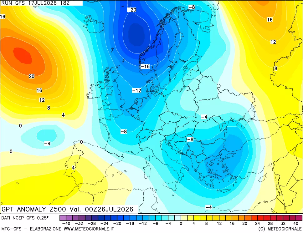 mappa 500 hPa GPT Anomaly vs Cli.No 1981-2010