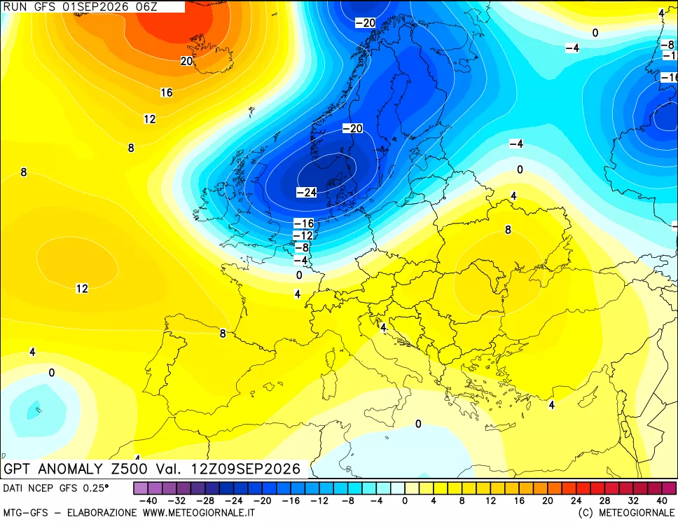mappa 500 hPa GPT Anomaly vs Cli.No 1981-2010